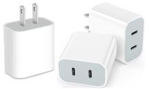 Dual Type-C 20w Power Block Adapter Charger for iPhone 15/14 Pro Fast Charging