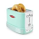 Nostalgia RTOS200AQ New and Improved Retro Wide 2-Slice Toaster Perfect For Bread, English Muffins, Bagels, 5 Browning Levels, With Crumb Tray & Cord Storage â€“ Aqua
