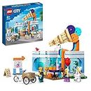 LEGO City Eisdiele, Spielzeug-Laden für Kinder ab 6 Jahren, Set mit 3 Minifiguren mit lustigem Zubehör und einem Lastenrad, Geschenk zum Geburtstag für Jungen und Mädchen 60363