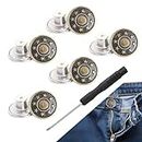 10PCS Jeans Buttons Replacement, Instant No Sew Buttons for Pants, 17mm Button Extender, Adjustable Detachable Metal Pant ButtonTightener with Threads Rivets and Screwdriver
