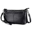 Befen Women's Leather Wristlet Mini Crossbody Bag, Small Shoulder Bag Clutch Purse with Card Slots (Multi-Pocket Black)