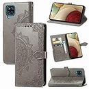 Mystery Mandala Embossed Leather Flip Wallet Phone Case for Samsung Galaxy S22 S21 S20 Ultra Plus FE Shell, Cardholder Stand Back Cover Bumper(Dark Gray,S22 Plus)