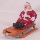 Figura de plomo Barclay Santa Claus en trineo juguete exhibición de ferrocarril de yeso naranja #3