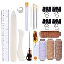 24 Pcs Bookbinding Tool Kit, Book Binding Kit Premium Sewing Tools for Leather, Handmade Books and Paper DIY Bookblind Set, Including Waxed Thread, Awl, for DIY Bookbinding Crafts and Sewing Supplies