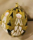 Pier 1 Imports One Metal Christmas Ornament Angels Angel Gold Glitter 4" Ball