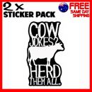2 x Stickers - Cow Jokes Herd Them All - Car Bumper Funny Novelty Sticker