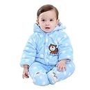 Gaorui Newborn Baby Jumpsuit Outfit Hoody Coat Winter Infant Rompers Toddler Clothing Bodysuit Blue