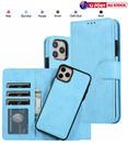 Removable Leather Magnetic Wallet Case For iPhone 15 14 13 12 11 Pro Max XS XR 8