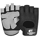 SAWANS Gym Gloves for Men & Women Weight Lifting Fitness Gloves Breathable Ladies Gloves Training Non-Slip Silicone Padded Palm Grip Protection Exercise Workout Cycling Pull ups Microfiber (M, Black)