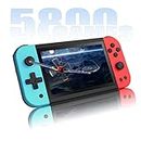 CredevZone X51 Handheld Game Console 5.0 inch Pro Retro Games Consoles Classic Video Games Built-in Preinstalled Rechargeable Battery Portable Style Gaming Consoles 64GB Blue Red