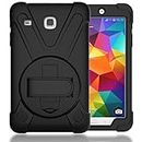 TIMISAM Samsung Galaxy Tab E 8.0 Case, Heavy Duty Hybrid Shockproof Protection Cover Built with Kickstand and Hand Strap for Samsung Galaxy Tab E 32GB SM-T378/Tab E 8.0 Inch SM-377 Tablet (Black)