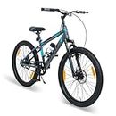 VESCO 24-T Drift Cycle for Big Kid's MTB Mountain Bike | Dual Disk Brake & Front Suspension Single Speed Bicycle for Boys and Girls | 16 inches Frame | Ideal for 9-14 Years (Grey)
