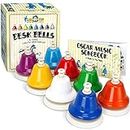 MINIARTIS Desk Bells Set for Kids | 8 Notes Diatonic Colorful Metal Hand Bells | Kids Musical Instruments | Music Songbook & Carry Case Included | Great Holiday Birthday Gift for Children