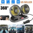12V Dual Head Car Fan Portable Vehicle Truck 360° Rotatable Auto Cooling Cooler