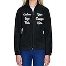 INK STITCH Women M990W Custom Stitching Logo Text Design Your Own Fleece Full Zip Jackets - Black (L)