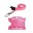 PCL Media Ltd | ID Lanyard Neck Strap with Metal Clip and Breakaway Safety Clip & ID Card Holder, Pink Lanyard for Neck with Card Holder