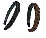 HAPPYMATES Braided Plastic Hair2pc Plaited Braided Headband Synthetic Hairpieces Braid Wig with Teeth Hair Band Accessories For Women and Girl
