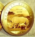 Zambia 1000 kwacha 2014 UNC Rhino Rhinoceros Africa Wildlife Gold Plated Coin