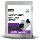 Heavy Duty Hay Tarp Livestock Grass Seed Cover With Tie Down Straps Waterproof