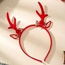 PartySanthe Reindeer Antlers Headband Hair Clips Hair Hoop Girl Beauty Headdress Reindeer Antler Headband Red 1Pcs