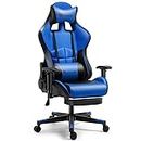 Upmarkt Multi-Functional Ergonomic Gaming Chair with Adjustable Armrests, Wear Resistant Faux Leather, Adjustable Neck & Lumbar Pillow (Blue)