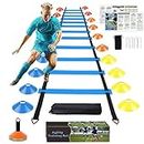YGORTECH Football Training Equipment Agility Ladder Speed Training Kit for kids 12 Rung 20Ft Agility Ladder, 16 Disc Cones with Carrying Bag for Soccer Basketball Footwork Training (blue)