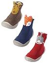 FEOYA - Baby Floor Sock Shoes Warm Infant Booties Boys Indoor Toddler Anti Slip Slipper Girls Socks Shoes 3 Pairs for Winter