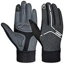 Souke Sports Winter Cycling Gloves Men Women, Touch Screen Padded Bike Glove Water Resistant Windproof Warm Anti-Slip for Running, Biking, Workout