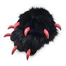 Furryvalley Fursuit Pfoten Handschuhe Kostüm Pelzigen Teilweise Cosplay Flauschige Löwe Bär Requisiten für Kinder Erwachsene (Schwarz)