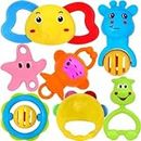 Cable World Infant Colourful Plastic Non Toxic Set Of 7 Attractive Rattles And Teathers For New Borns, Baby,Kid (Multi Color)