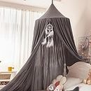 Dix-rainbow Princess Decor Canopy for Kids Bed, Soft and Durable Bed Canopy for Girls Room Tent Canopy Dreamy Mosquito Net Bedding, Children Reading Nook Canopies Indoor(Grey)