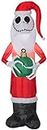 Gemmy 4' Disney Airblown Jack Skellington as Santa Christmas Inflatable