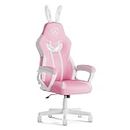 ZHISHANG Pink Gaming Chair for Girls, Kawaii Gamer Chair for Teens Adults Women Computer Chair Ergonomic PC Chair with Lumbar Support, Gift, Bunny Chair(Pink-White)