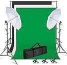HIFFIN® Photography Lighting Umbrella Kit, 8x14ft Muslin Backdrop Screen, 8.5x10ft Background Support System Continuous Lights Equipment for Portrait Photo Video Studio Shoot