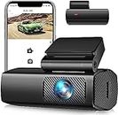 EUKI Caméra de tableau de bord avant, mini caméra de tableau de bord WiFi 1080p pour voitures, caméra de tableau de bord avec moniteur de stationnement, accéléromètre, installation facile