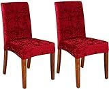 AKI Traders Velvet Stretch Dining Chair Covers 2/4/6 PCS Soft Crushed Velvet Dining Room Chair Seat Slipcover Furniture Protective Cover for Kitchen Barstool Cafe (Color : Maroon, 2)