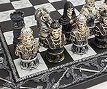 Medieval Times Skull Busts Gothic Fantasy Skeleton Knights Chess Set with 17" Maltese Board