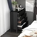 TaoHFE Black 4 Drawer Dresser for Bedroom,Wood Lingerie Chest of Drawers for Bedroom,Modern 36inch Tall Black Dresser for Bedroom Living Room, Entryway, Cloakroom(Black, 4 Drawer)