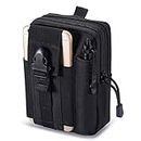 Zeato Tactical Molle Pouch EDC Utility Gadget Belt Waist Bag Pocket Organizer with Cell Phone Holster Holder for iPhone Xs Max/XR/Xs/X 8/8 Plus Samsung Galaxy S10 S9 S8 Pixel LG HTC and More (Black)
