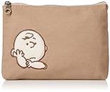 Snoopy 0084 Cosmetic Pouch, Travel Pouch, For Adults, Cotton, 2 Rooms, Sorting, Charlie Brown, Woodstock, Charlie Brown (SPZ-2721)