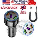 3USB A+2 USB C Port Fast Car Charger Adapter for iPhone Android Cell Phone LOT