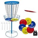 Disc Golf Basket Target - Pro 24 Ketten Tragbarer Metall Golf Torkorb mit 6 Scheiben und Tragetasche - Flying Discs Golfkörbe für Indoor & Outdoor Training Schwarz