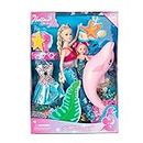 2024 Mermaid Princess Doll Playset, Color Changing Mermaid Tail by Reversing Squins, 12" Fashion Dress Doll with 3" Little Mermaid Dolphin and Accessories, Mermaid Gift for Girls