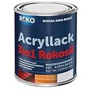 Acryl-Buntlack ROKOSIL - 0,7 Kg in Weiss - Seidenmatt - Wetterfest für Außen & Innen - 3in1 Grundierung & Deckfarbe - Premium Acryllack - Lack für fast alle Oberflächen - Langlebig & Robust