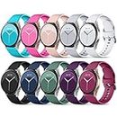 DaQin 10 Pack Bands Compatible with Samsung Galaxy Watch 6/5/4 40mm 44mm/Watch 6 Classic 43mm 47mm/Watch 5 Pro 45mm/Watch 4 Classic/Active 2 Band, 20mm Soft Silicone Sport Strap Wristbands Women Men