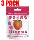 3 PACK Better Sex Female Sensual Gummies Maximum Strength Pleasure Strawberry