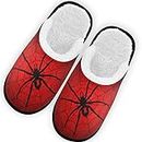 Glaphy Halloween Spider Web Red Black Slippers for Men, Memory Foam House Slippers, Non-Slip Indoor Outdoor Winter Bedroom Shoes, 9-12