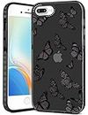 Toycamp for iPhone 8 Plus/7 Plus/6S Plus/6 Plus Case for Women, Black Butterfly Cute Animal Girly Print Design for Girls Teens Case, (5.5 Inch), Black