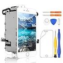 Yodoit for iPhone 7 Screen Replacement White with Home Button, Front Camera, Ear Speaker, Full Assembly LCD Display Digitizer and Repair Tool Kit, Protector (Model A1660, A1778, A1779)