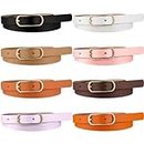 Hicarer 8 Pcs Girl Belts Kids PU Leather Waist Belt Hollow Belt with Metal Buckle Kids Belts for Girls Size 8-15, 8 Colors, Rectangle Ring Buckle, One Size